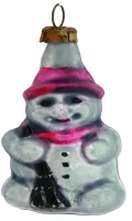 Schöne miniatur Schneemann aus Glas 6 cm, Weihnachtsbaumschmuck in nostalgischer Form