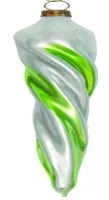 schöner Eiszapfen in grün silber ca 16 cm , nostalgischer Christbaumschmuck , mundgeblasen