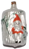 Schöner Weihnachtsbaumschmuck aus Glas, kleiner Wichtel des Waldes im Baumstamm ca 7,5 cm nostalgie