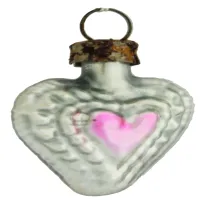 Schönes miniatur Herz aus Glas 3 cm, Weihnachtsbaumschmuck in nostalgischer Form