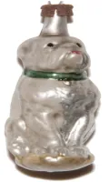 Süßer kleiner Hund mit grünem Halsband, Weihnachtsbaumschmuck aus Glas ca 6 cm, nostalgie