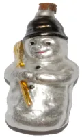 Süßer kleiner Schneemann als Weihnachtsbaumkugel aus Glas ca 7,5 cm , nostalgischer Christbaumschmuc_3