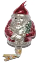 traumhaft schöner Santa , Weihnachtsmann mit Baum in der Hand auf stilechtem Zwicker ca 9cm , nostal