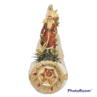 Weihnachtsmann auf Oblate 8 cm Reflexkugel, viktorianischer Christbaumschmuck_3